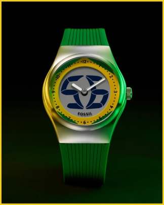 Fossil World Flags Big Tic Brazil Watch (Model LE1243) Fossil