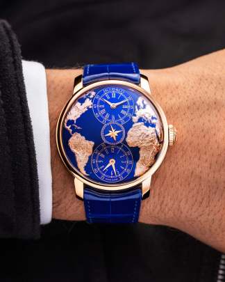 Jacob & Co. The World Is Yours Dual Time Zone (Rose Gold & Blue Dial Edition) (Reference: WT110.40.AA.AA.ABALA). 