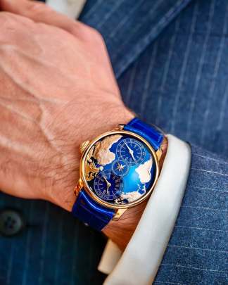 Jacob & Co. The World Is Yours Dual Time Zone (Rose Gold & Blue Dial Edition) (Reference: WT110.40.AA.AA.ABALA). Jacob (B)