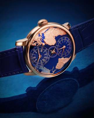 Jacob & Co. The World Is Yours Dual Time Zone (Rose Gold & Blue Dial Edition) (Reference: WT110.40.AA.AA.ABALA). Jacob (B)