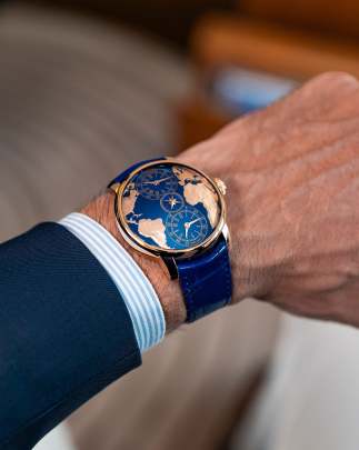 Jacob & Co. The World Is Yours Dual Time Zone (Rose Gold & Blue Dial Edition) (Reference: WT110.40.AA.AA.ABALA). Jacob (B)