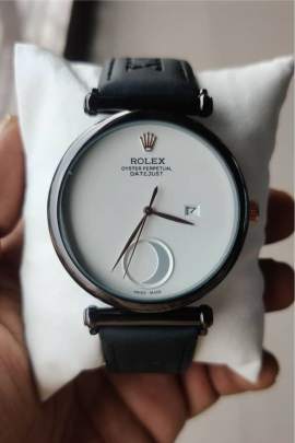 Rolex White Dial Lather Watch Rolex