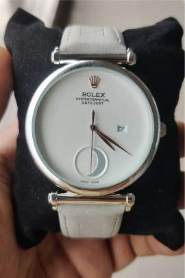 Rolex White Dial Lather Watch Rolex